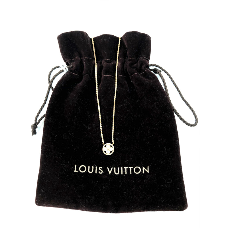 LOUIS VUITTON Monogram Sun diamond pendant necklace in gold with four diamonds