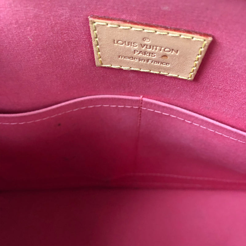 Louis Vuitton pink patent leather Alma monogram bag