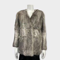 pre-loved MAJE grey fur coat | Size S