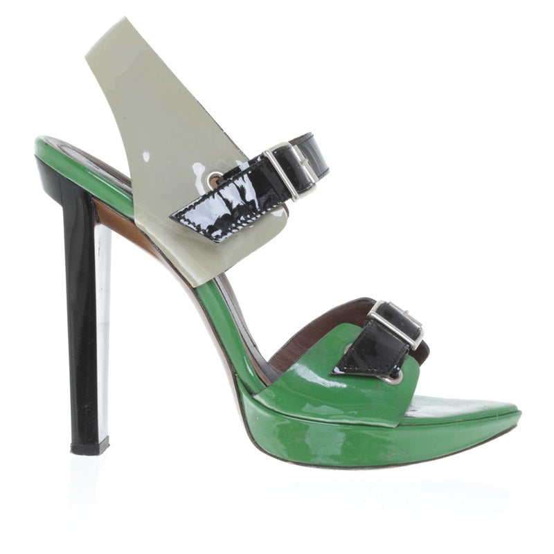 Marni green patent leather sandal heels 