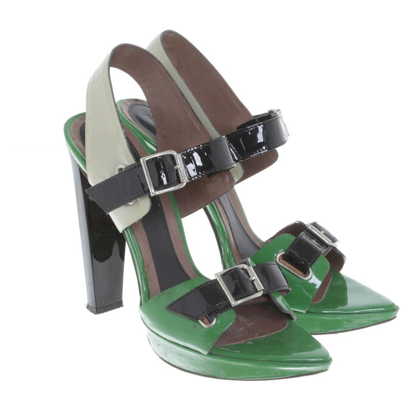 Marni green patent leather sandal heels 