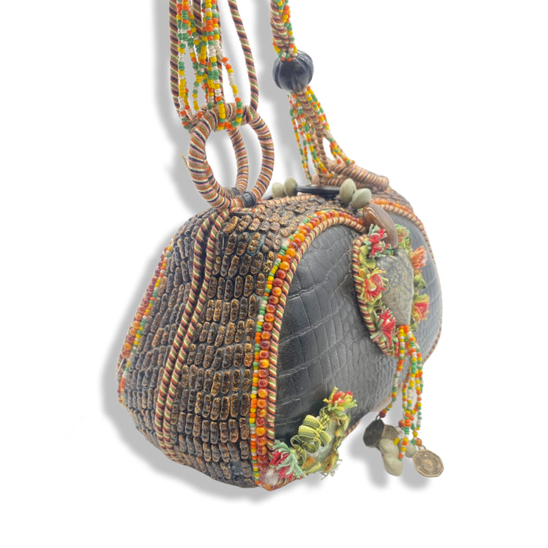 second-hand MARY FRANCES multicolour beaded handbag