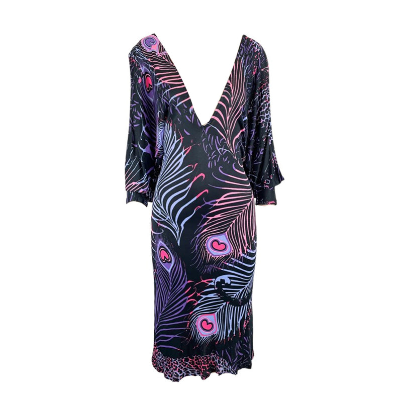 pre-owned MATTEW WILLIAMSON purple viscose dress with abstract print | Size UK10