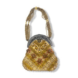 pre-loved MEERA MAHADEVIA golden embellished handbag