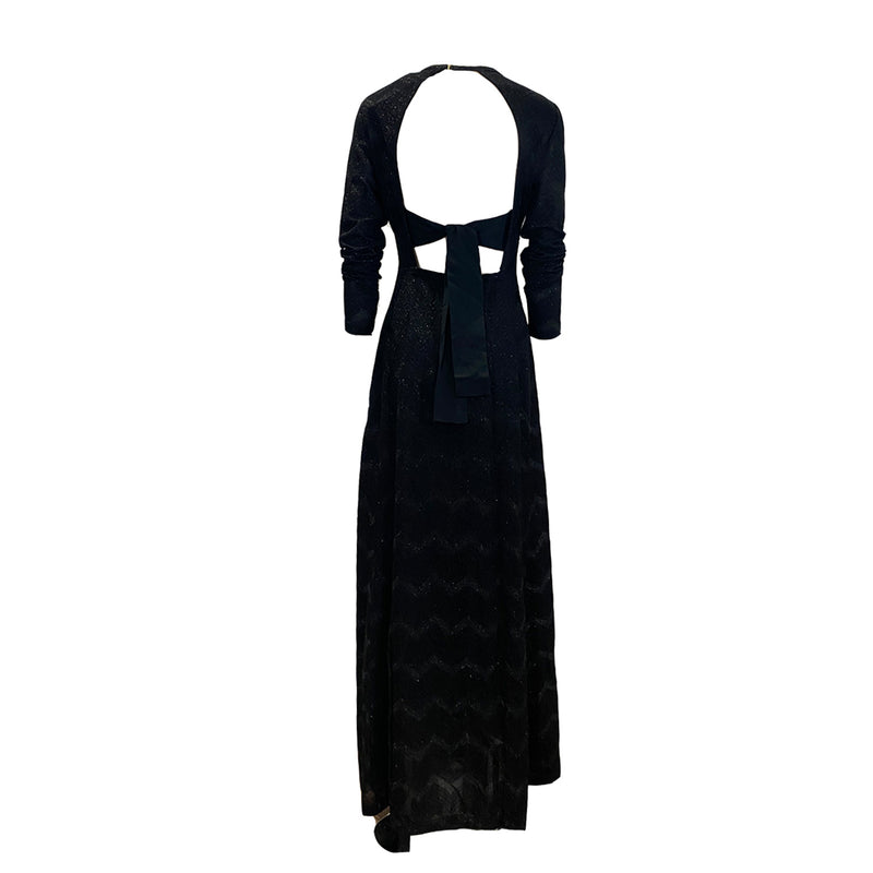 M Missoni open back black knitted maxi dress 
