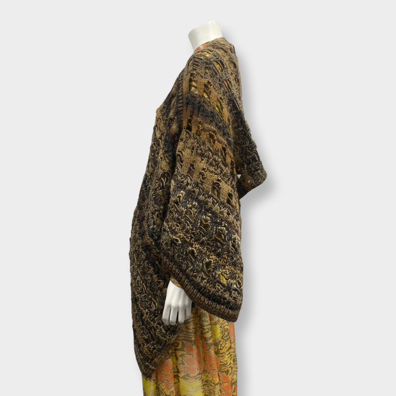 MISSONI knitted earth-toned poncho shawl