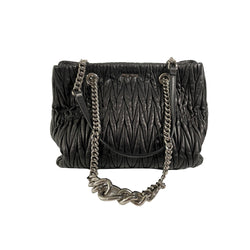 second hand Miu Miu black Matelassé leather handbag 