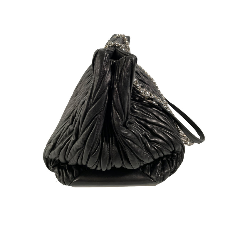 preloved Miu Miu black Matelassé leather handbag 