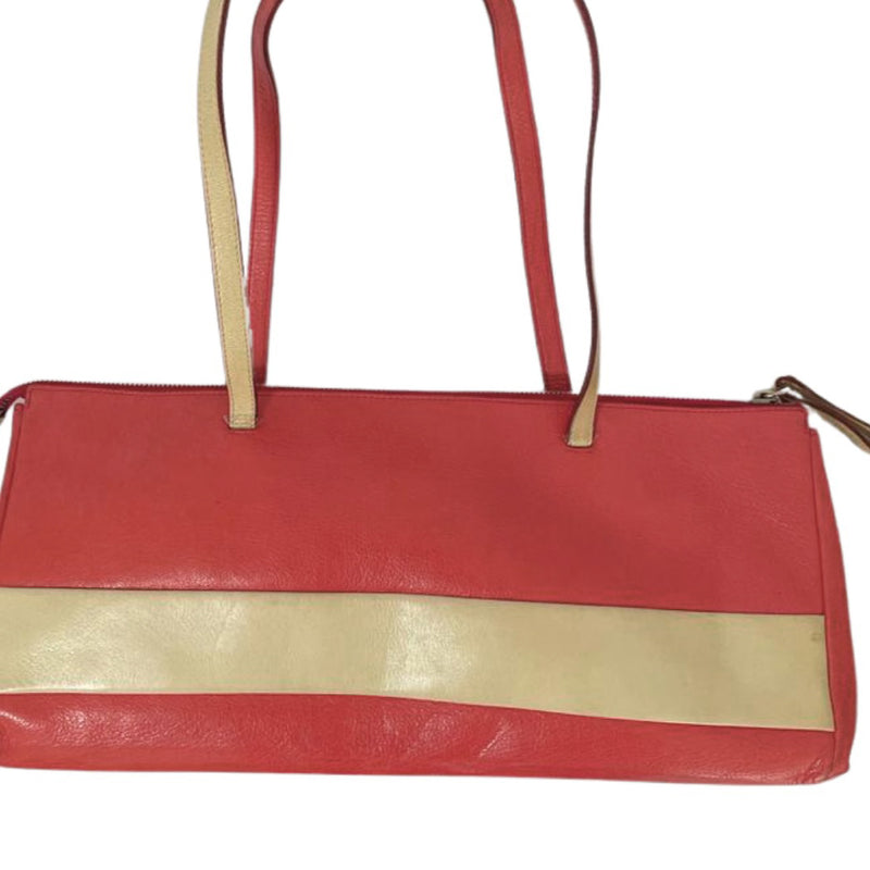 MIU MIU coral and ecru leather handbag