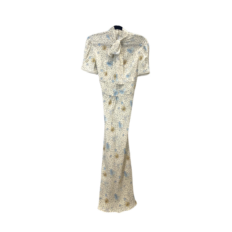 pre-loved MIU MIU ecru floral print maxi dress | Size IT40