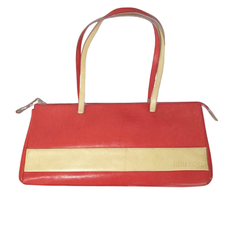 pre-owned MIU MIU red and beige leather handbag