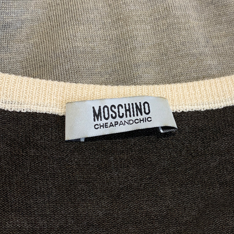 MOSCHINO brown and beige wool mini dress loop generation second hand clothes uk