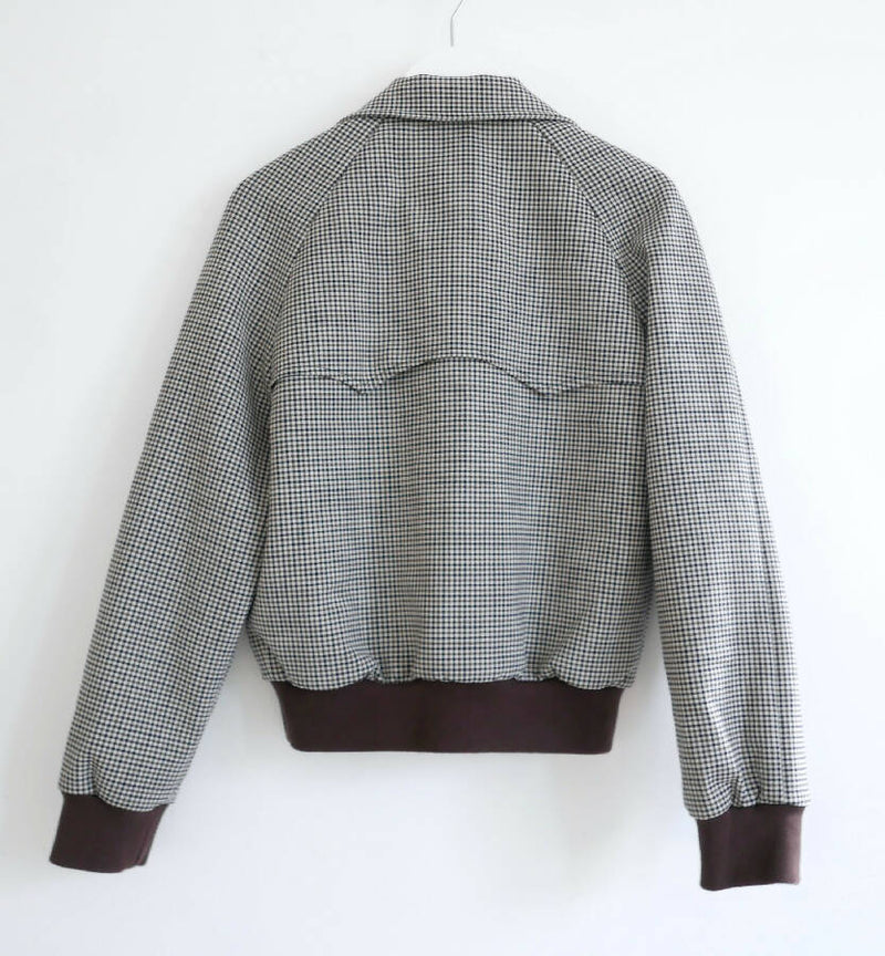 Balenciaga women’s brown checkered wool bomber jacket