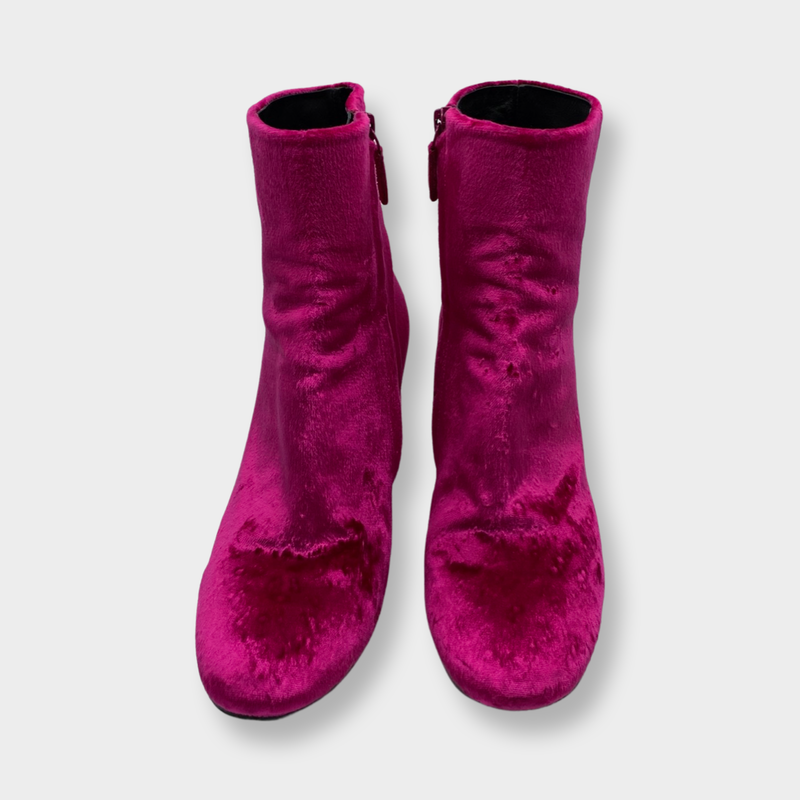 pre-worn neon pink balenciaga ankle boots