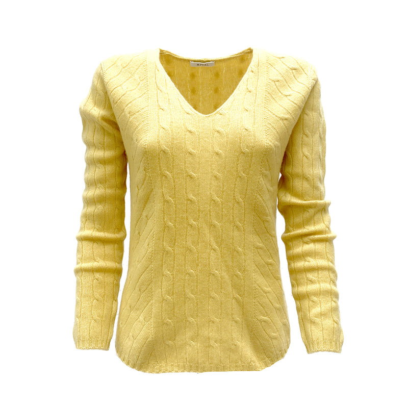 loop generation N.PEAL cashmere v-neck yellow jumper 
