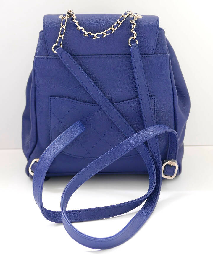 Chanel blue caviar leather business affinity backpack