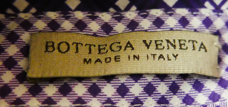 BOTTEGA VENETA women's purple gingham checkered silk pleated skirt with yellow piped trim