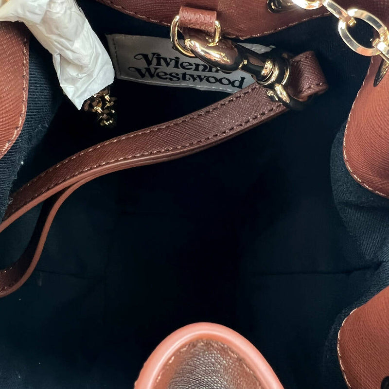 Vivienne Westwood Brown Canvas Chrissy Small Bucket Bag