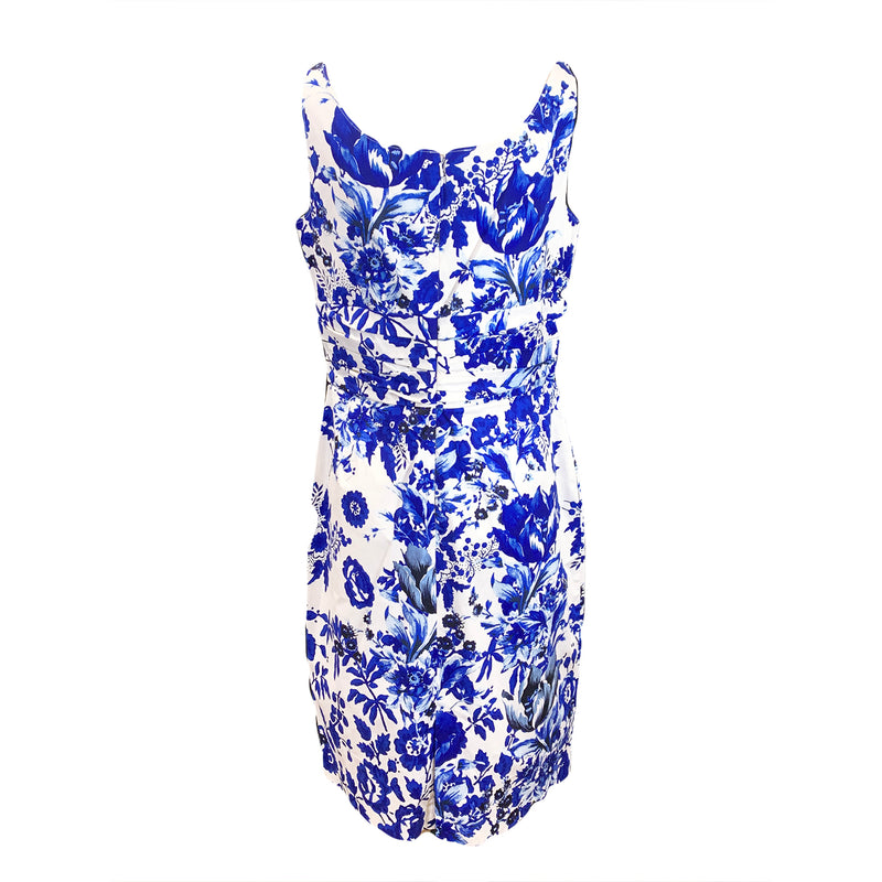 Oscar de la Renta blue flower print dress