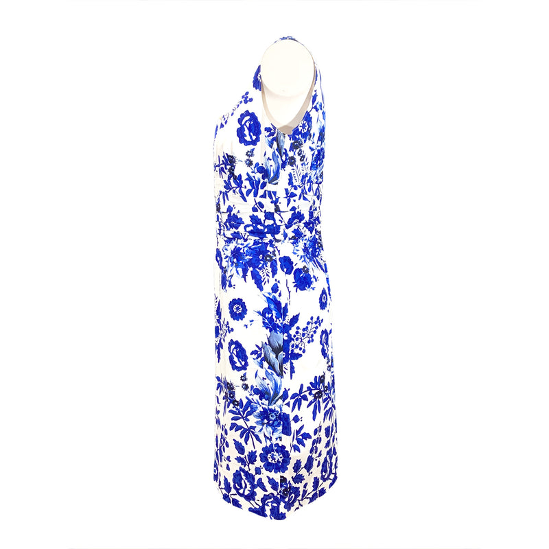 Oscar de la Renta blue flower print dress