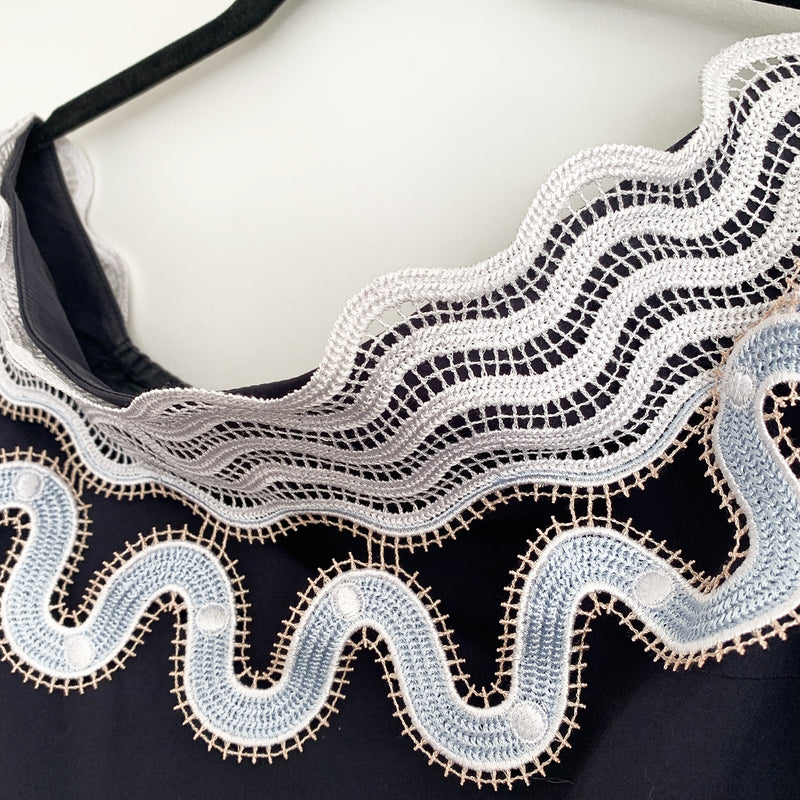 PETER PILOTTO navy off-the-shoulder loose-fit dress