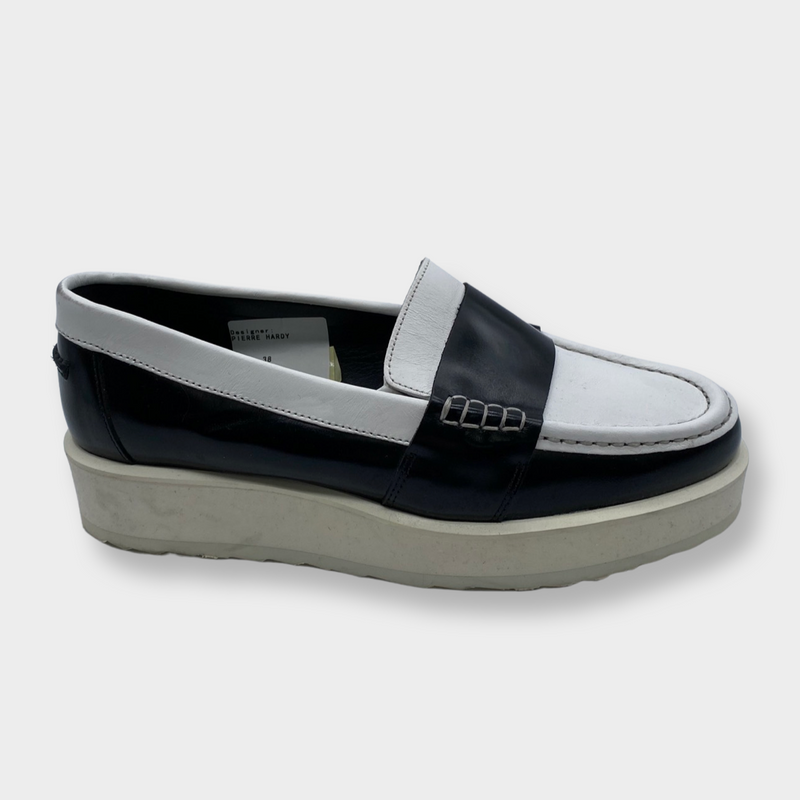 second-hand PIERRE HARDY black and white platform loafers