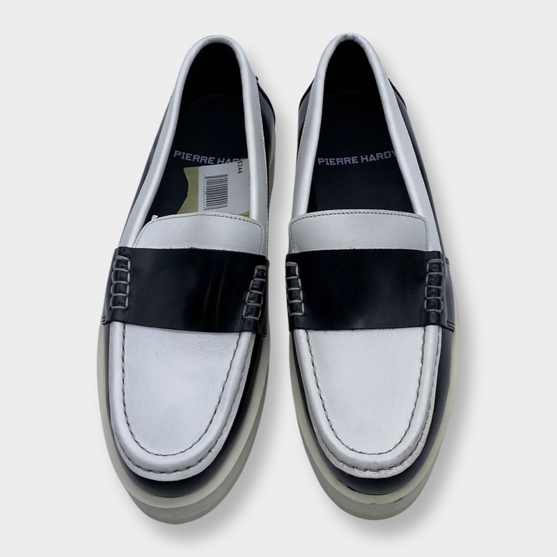 pre-worn PIERRE HARDY black and white platform loafers