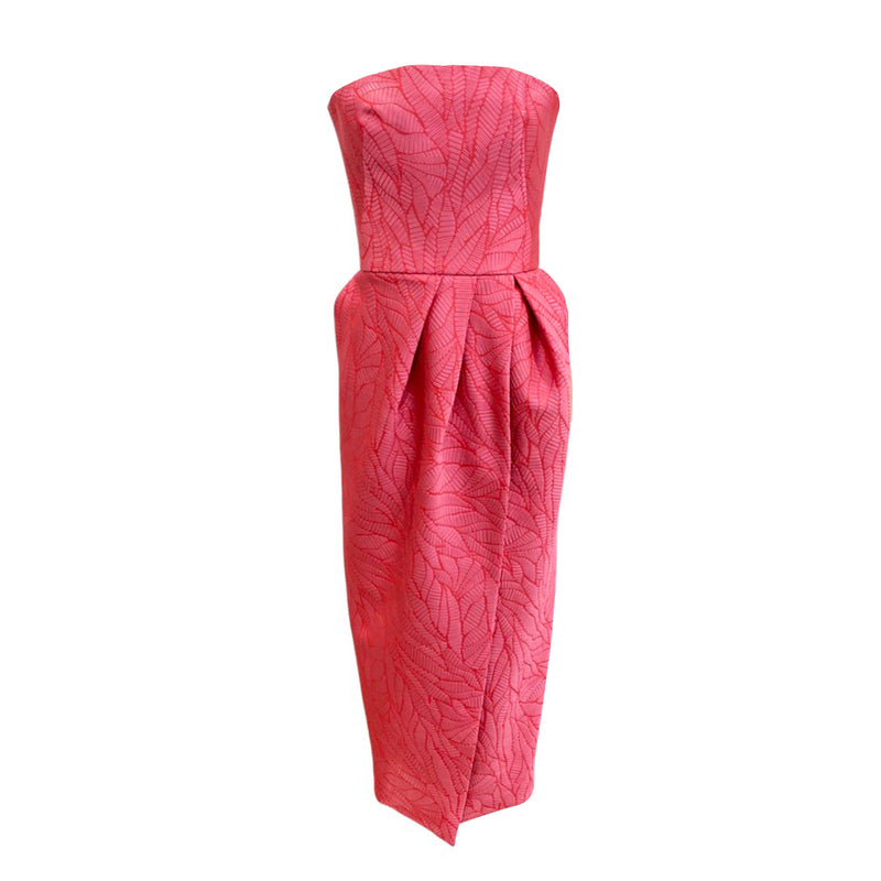 pre-owned MONIQUE SHUILLIER pink brocade dress | Size US2