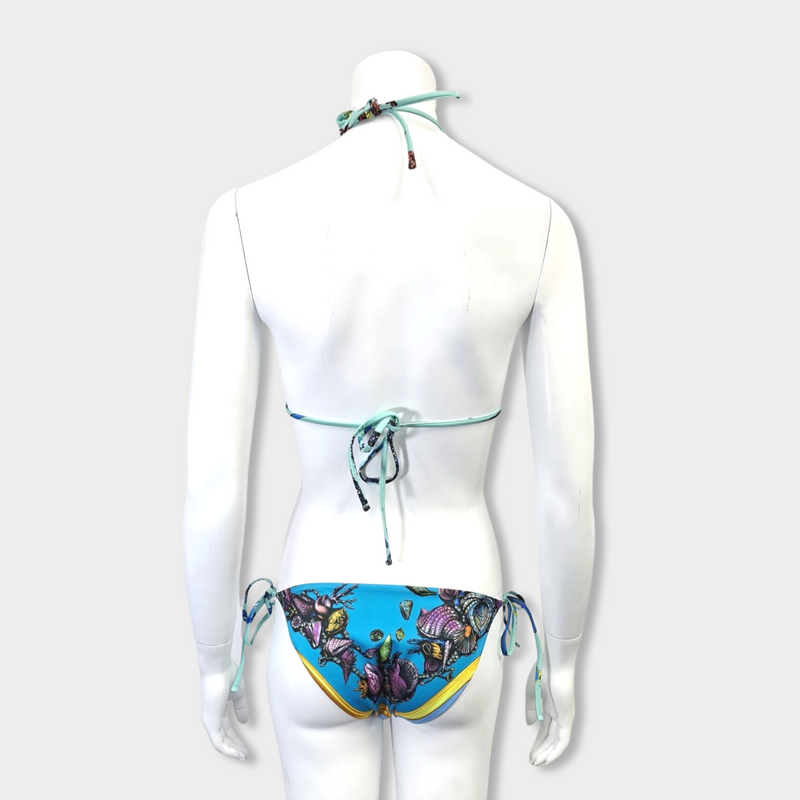VERSACE aquamarine blue printed bikini set