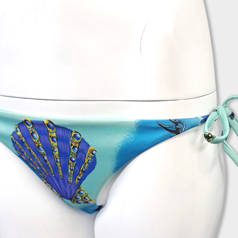 second-hand VERSACE aquamarine blue printed bikini set