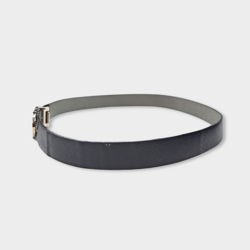 second-hand SALVATORE FERRAGAMO black saffiano leather belt