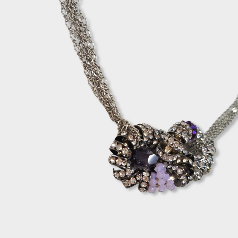 second-hand GOSHA necklace with purple and clear crystal bead details
