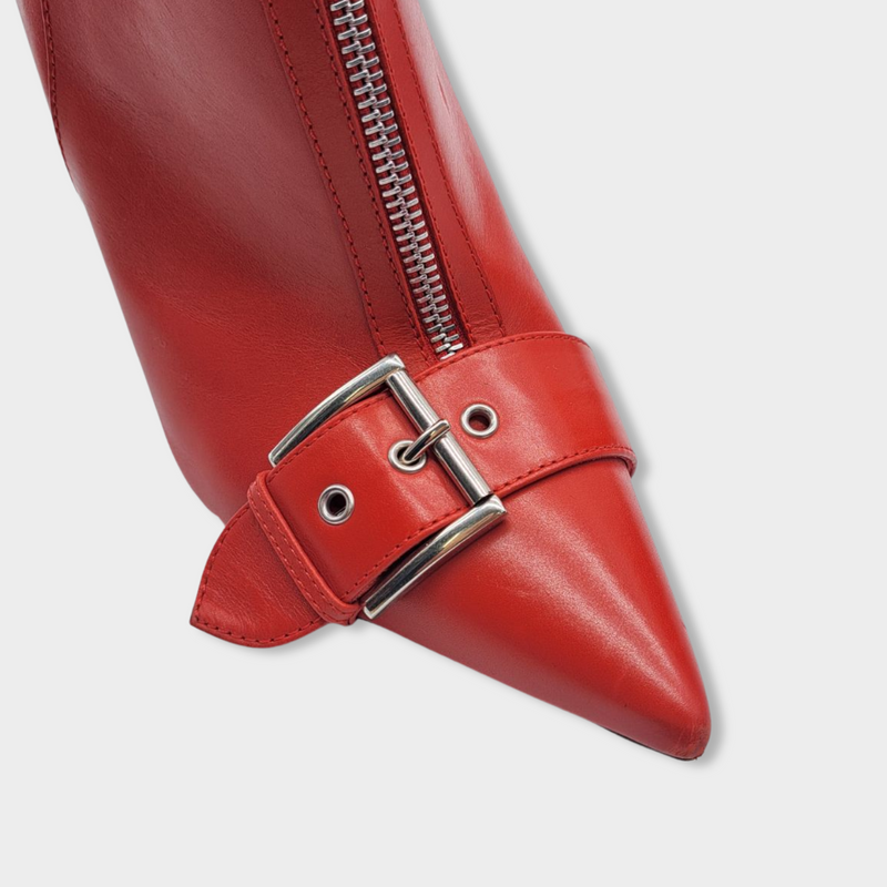 second-hand ALEXANDER MCQUEEN red leather ankle boots