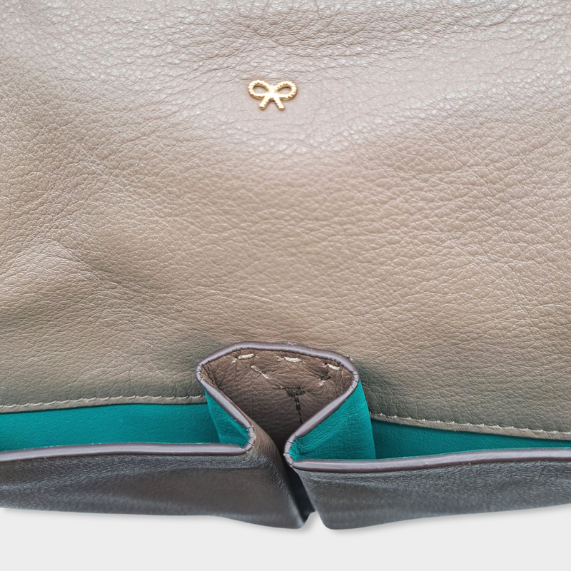 pre-loved ANYA HINDMARCH taupe leather handbag