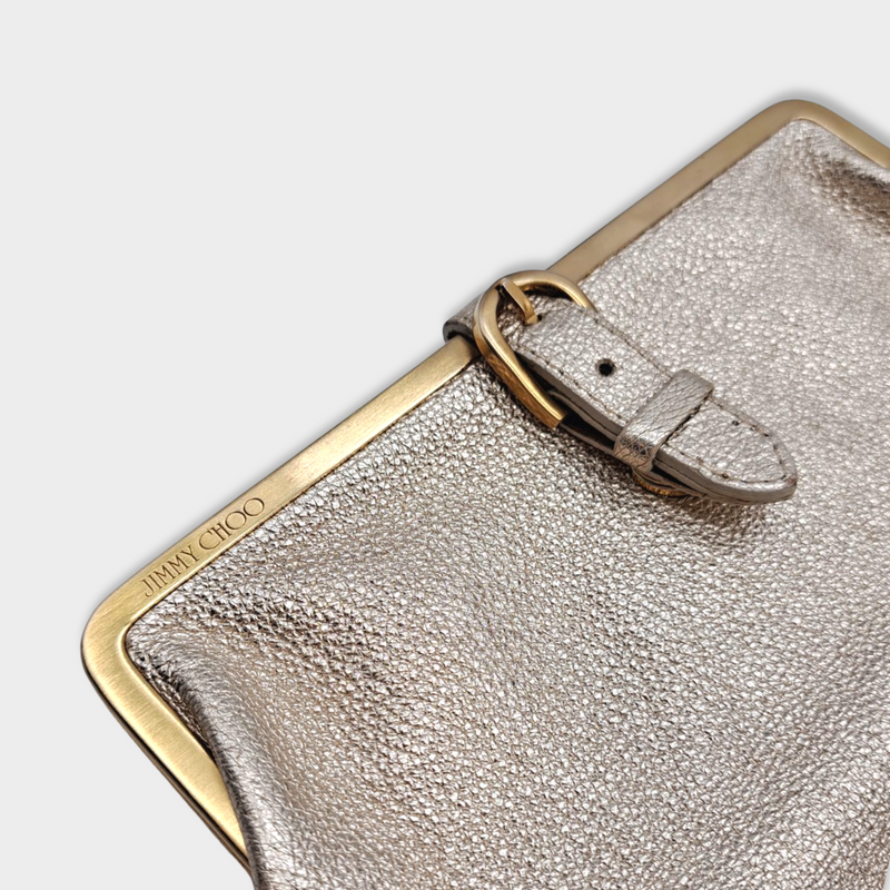 pre-loved JIMMY CHOO gold leather clutch