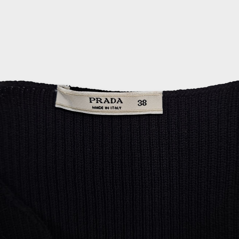 PRADA black wool jumper with fur sleeves