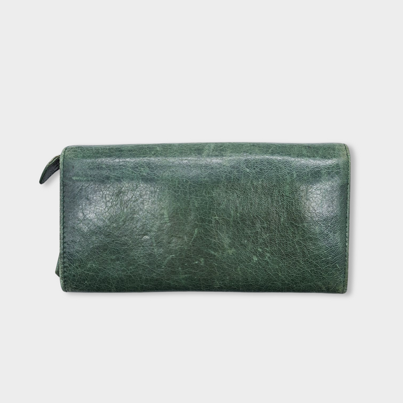 second-hand BALENCIAGA green leather continental wallet