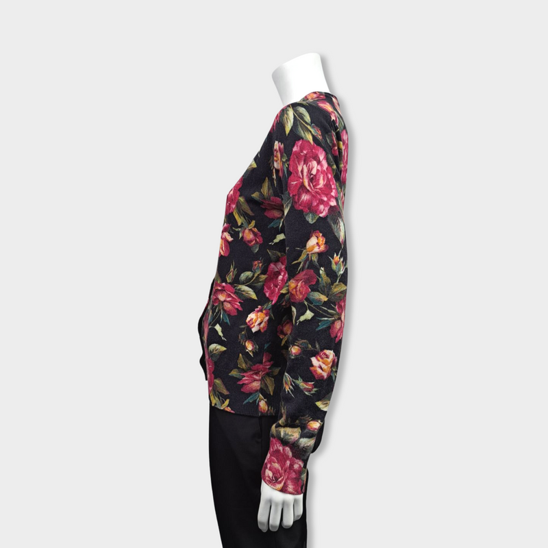 second-hand DOLCE&GABBANA cashmere multicolour floral print cardigan