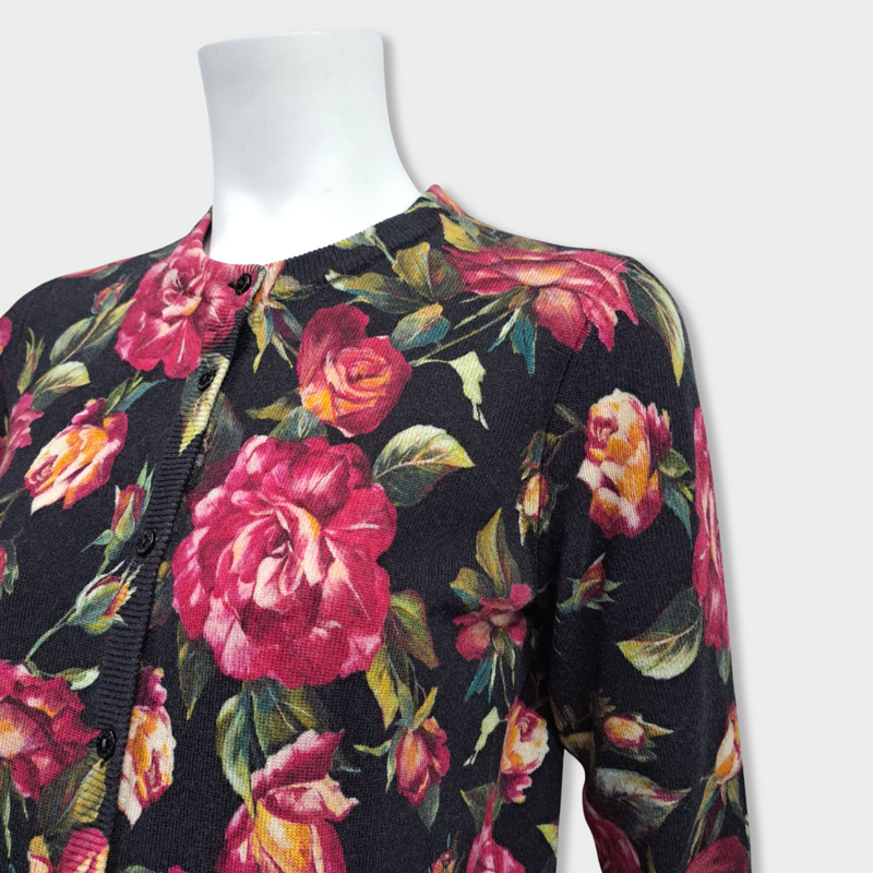 pre-loved DOLCE&GABBANA cashmere multicolour floral print cardigan
