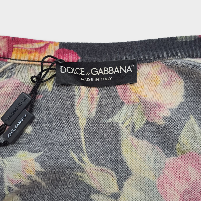 DOLCE&GABBANA cashmere multicolour floral print cardigan