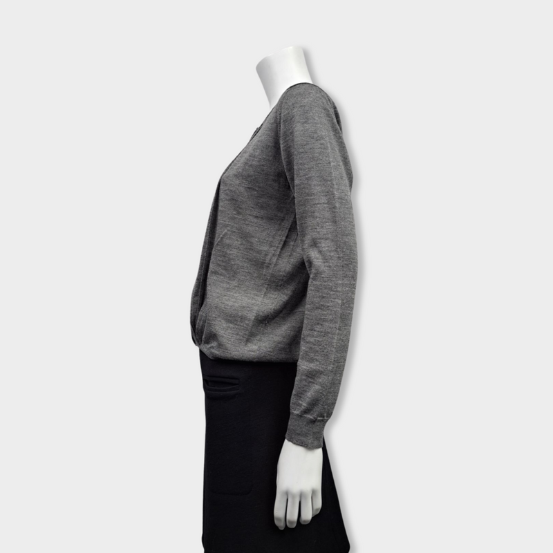second-hand PRADA grey wool and silk cardigan