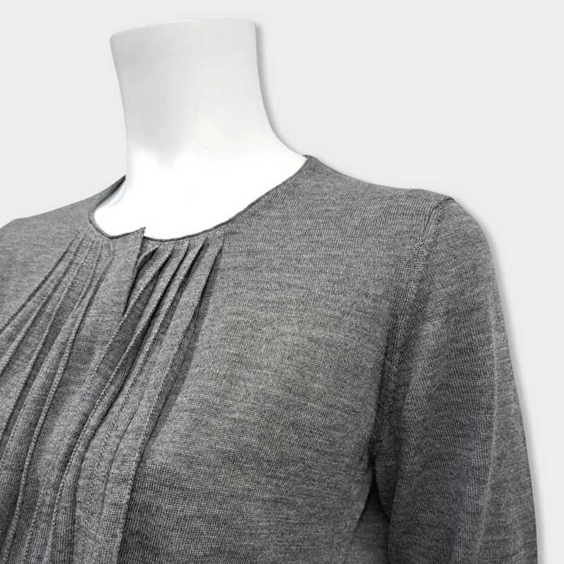 pre-loved PRADA grey wool and silk cardigan