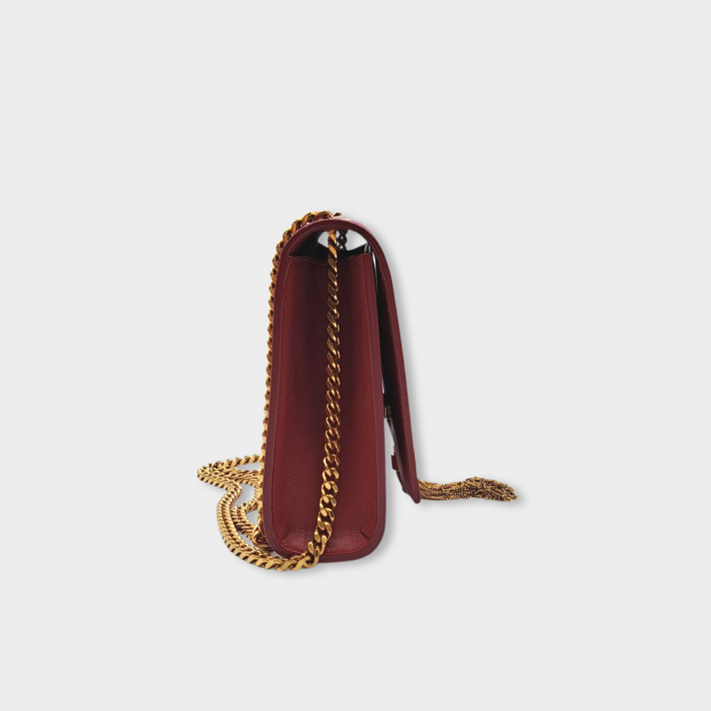 SAINT LAURENT dark red leather Kate handbag