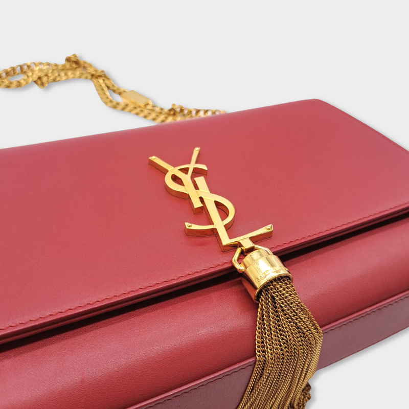 pre-loved SAINT LAURENT dark red leather bag