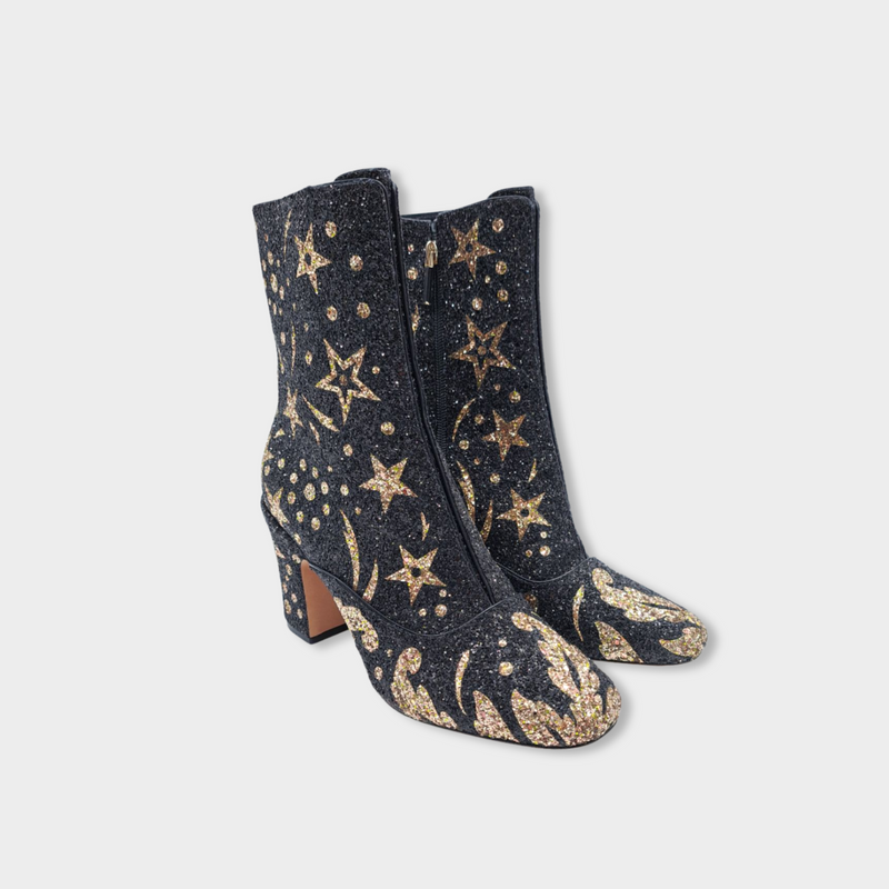 DIOR D-Circus black and gold sparkle boots