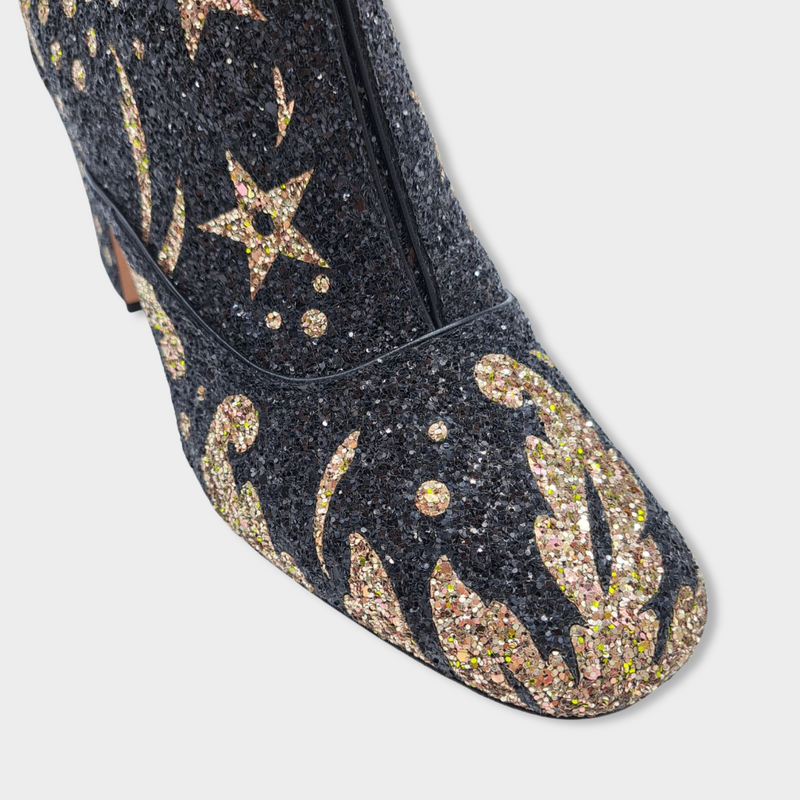 second-hand DIOR D-Circus black and gold sparkle boots