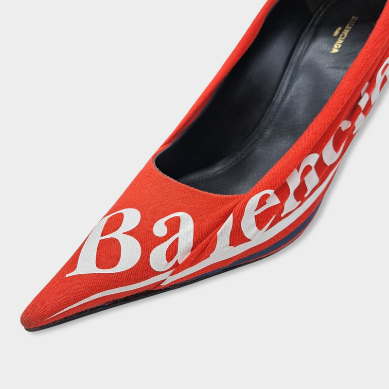 second-hand BALENCIAGA red jersey draped Knife heels
