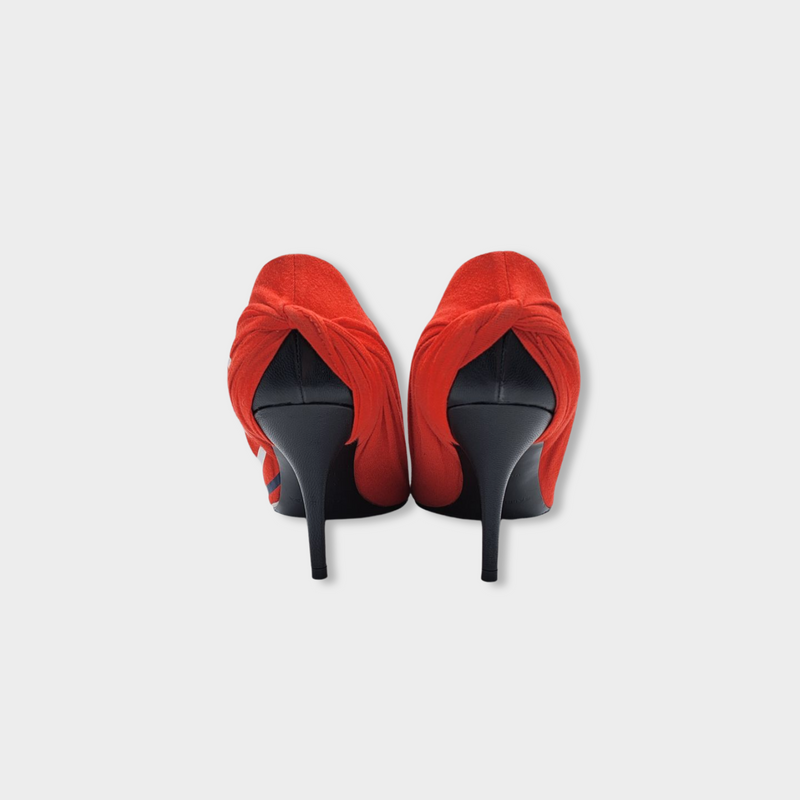 BALENCIAGA red jersey draped Knife heels