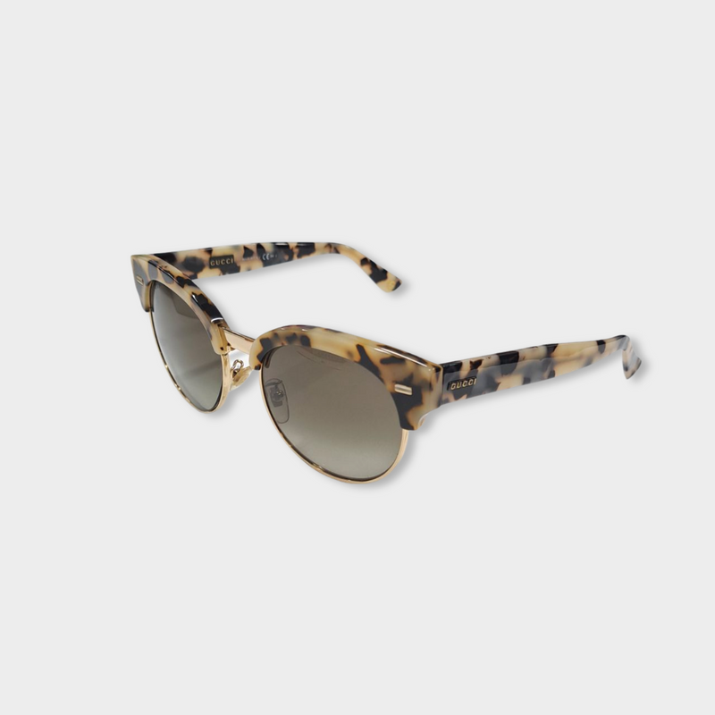 second-hand GUCCI brown and cream tortoise shell sunglasses