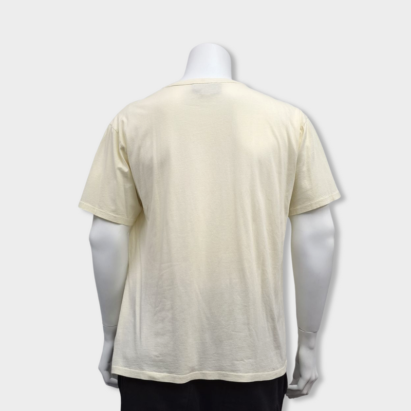 GUCCI ecru cotton T-shirt with logo print